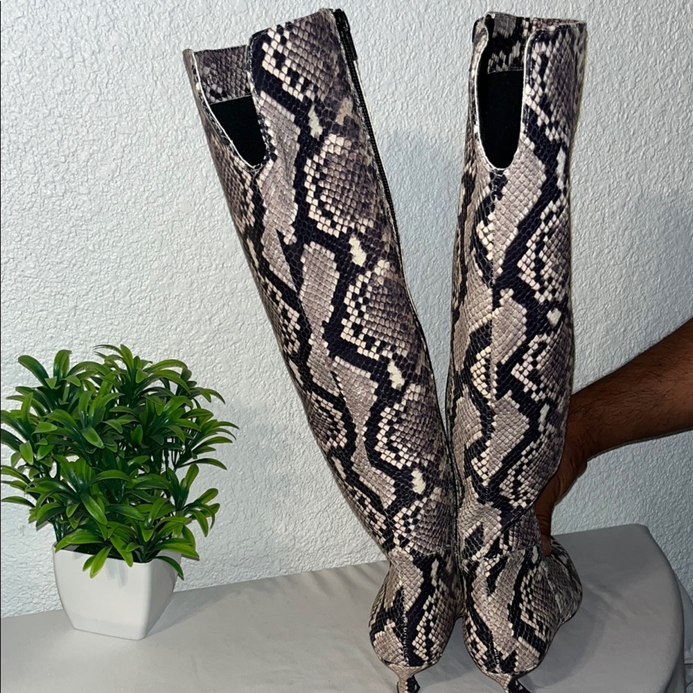 Gianni Bini Gray and Cream Over the Knee Boots - Picture 9 of 15